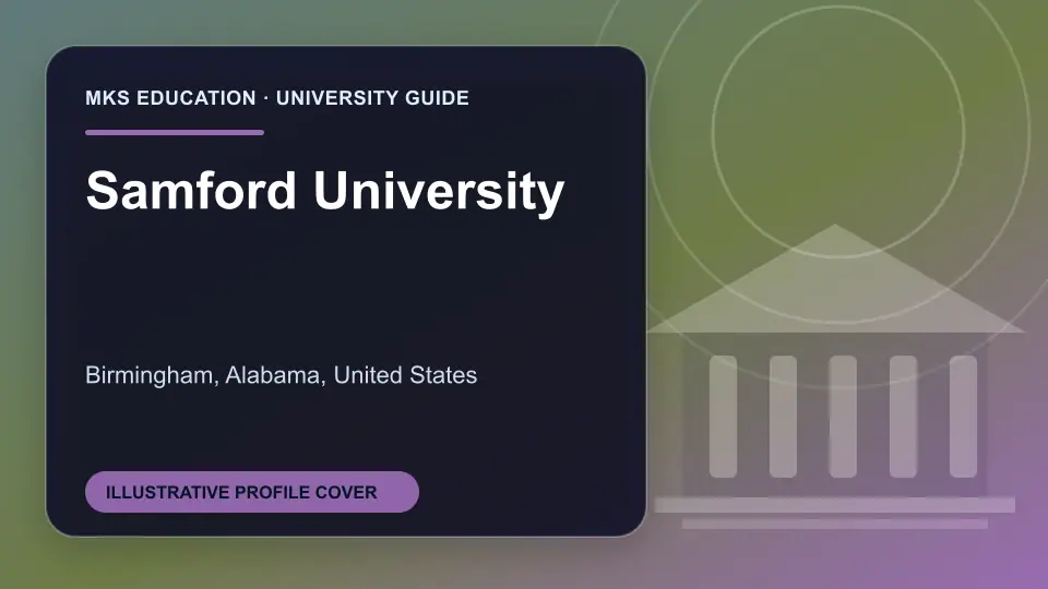 Illustrative MKS Education profile cover for Samford University in the USA