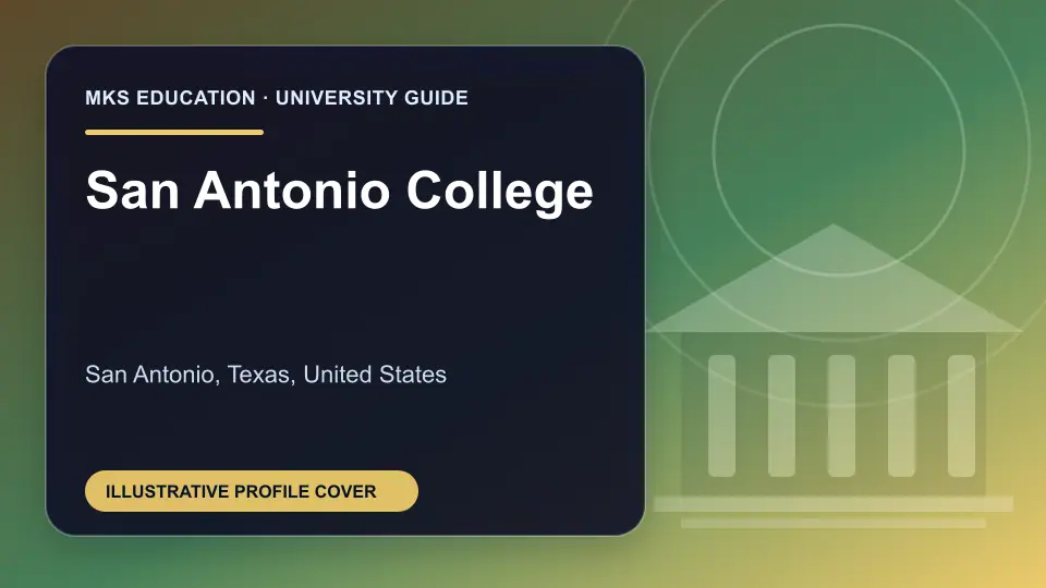 Illustrative MKS Education profile cover for San Antonio College in the USA