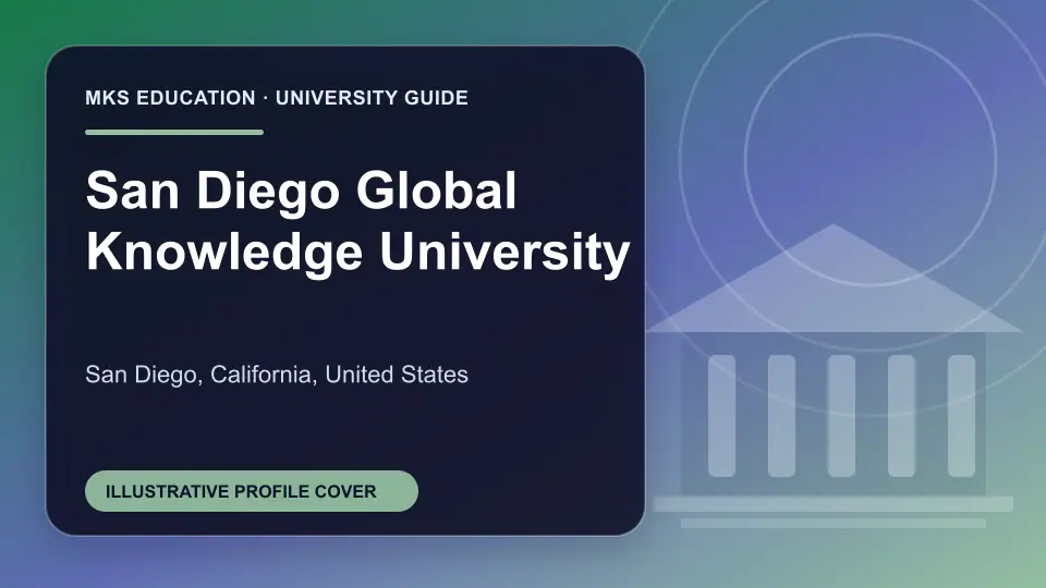 Illustrative MKS Education profile cover for San Diego Global Knowledge University in the USA