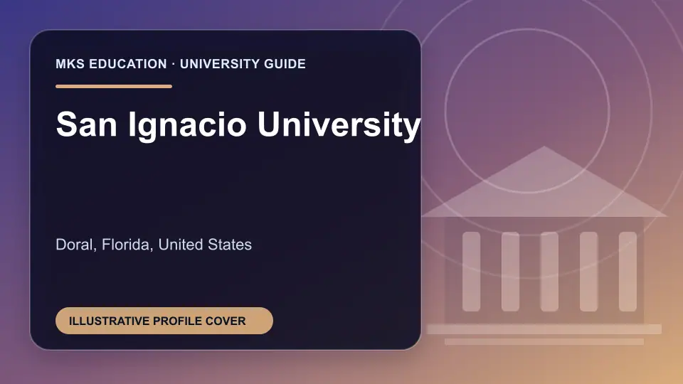 Illustrative MKS Education profile cover for San Ignacio University in the USA