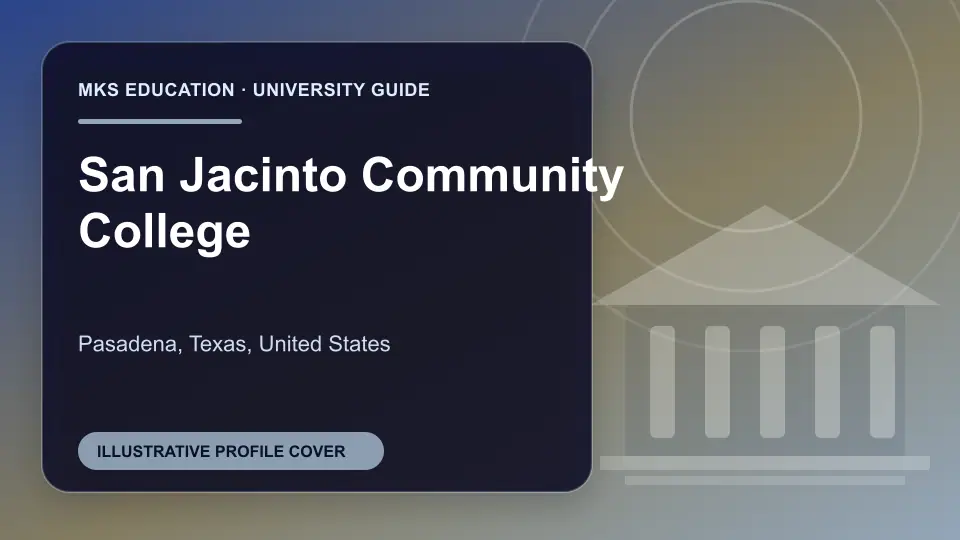 Illustrative MKS Education profile cover for San Jacinto Community College in the USA