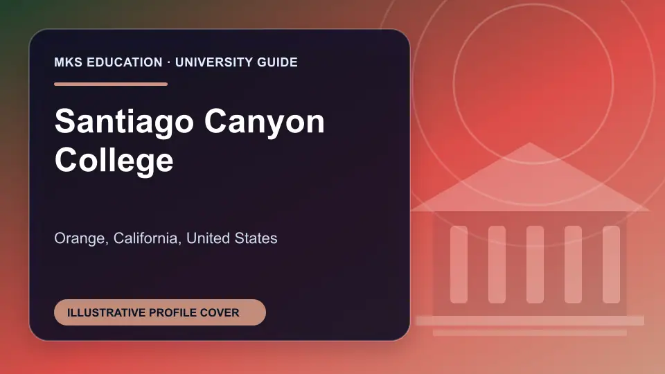 Illustrative MKS Education profile cover for Santiago Canyon College in the USA
