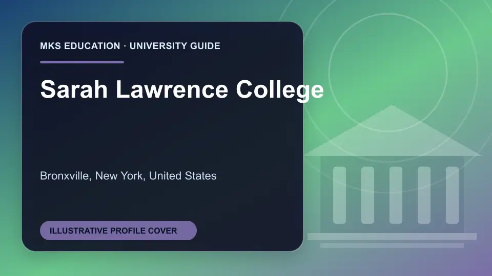 Illustrative MKS Education profile cover for Sarah Lawrence College in the USA