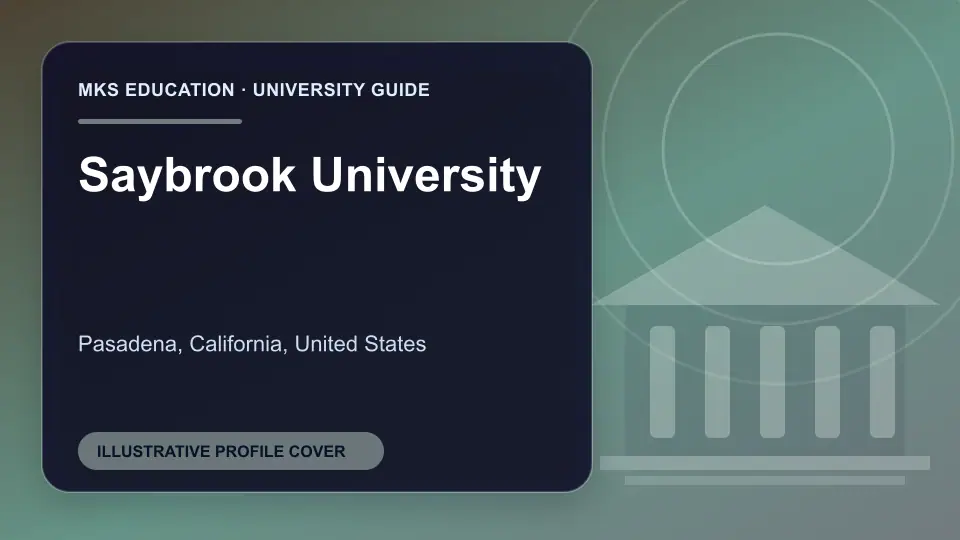 Illustrative MKS Education profile cover for Saybrook University in the USA