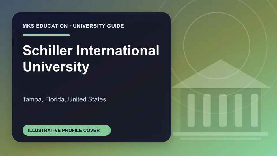 Illustrative MKS Education profile cover for Schiller International University in the USA