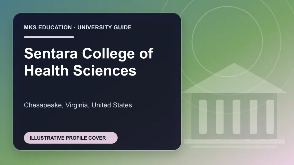 Illustrative MKS Education profile cover for Sentara College of Health Sciences in the USA