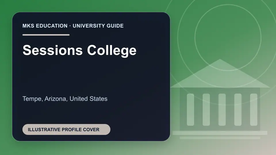 Illustrative MKS Education profile cover for Sessions College in the USA