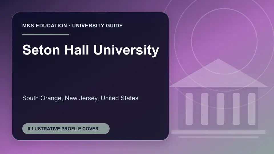 Illustrative MKS Education profile cover for Seton Hall University in the USA
