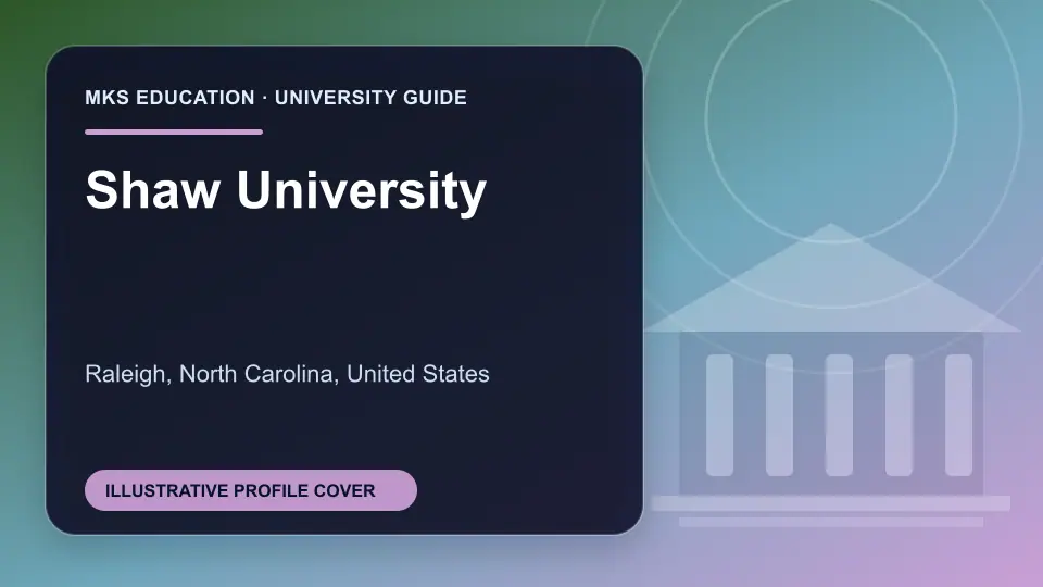 Illustrative MKS Education profile cover for Shaw University in the USA