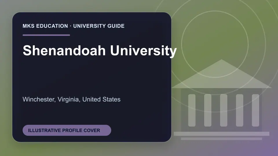 Illustrative MKS Education profile cover for Shenandoah University in the USA