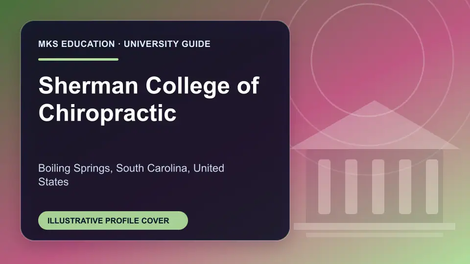 Illustrative MKS Education profile cover for Sherman College of Chiropractic in the USA