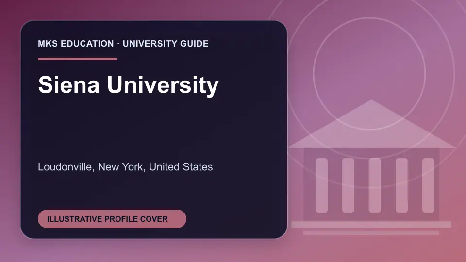 Illustrative MKS Education profile cover for Siena University in the USA