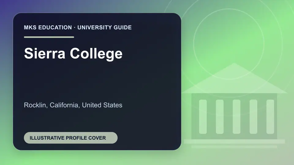 Illustrative MKS Education profile cover for Sierra College in the USA