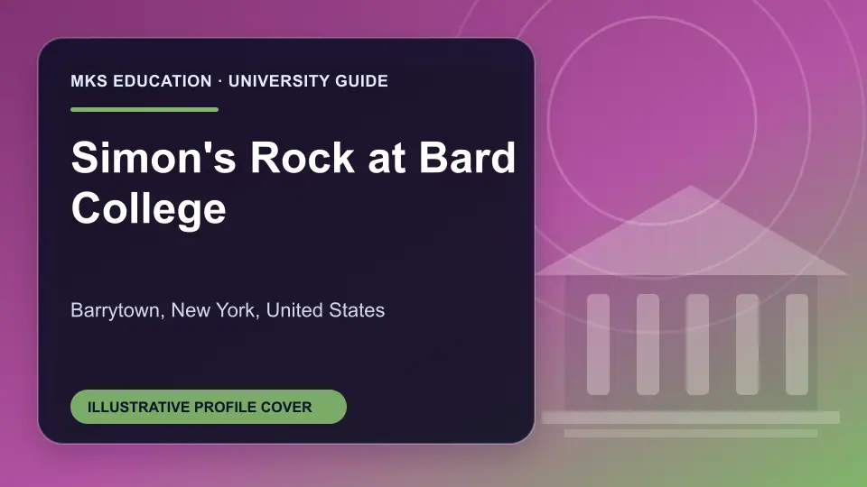 Illustrative MKS Education profile cover for Simon's Rock at Bard College in the USA