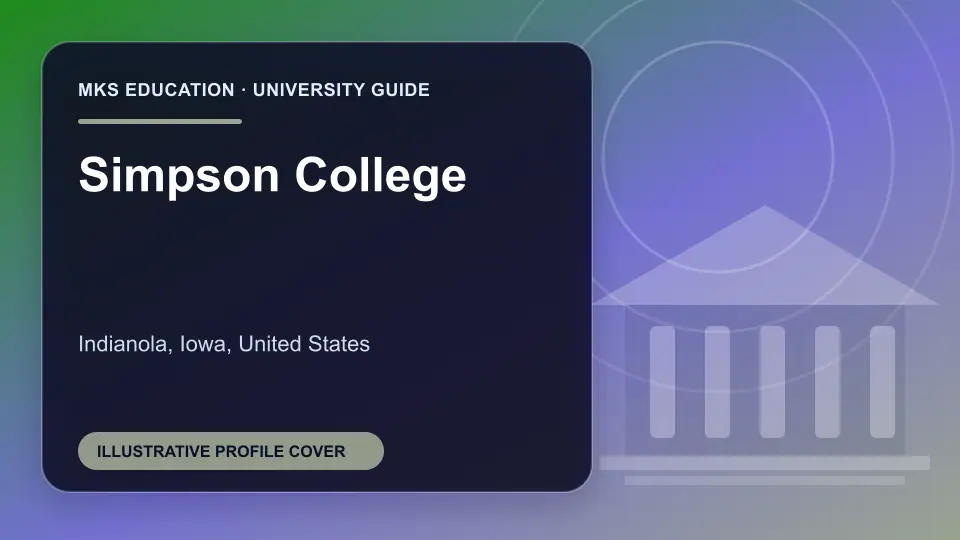 Illustrative MKS Education profile cover for Simpson College in the USA