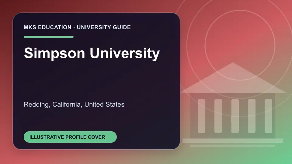 Illustrative MKS Education profile cover for Simpson University in the USA
