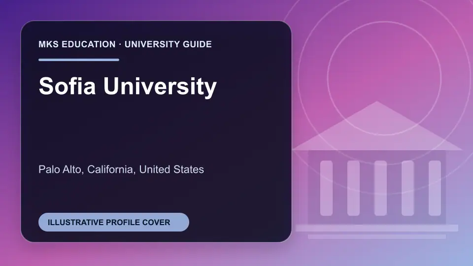 Illustrative MKS Education profile cover for Sofia University in the USA