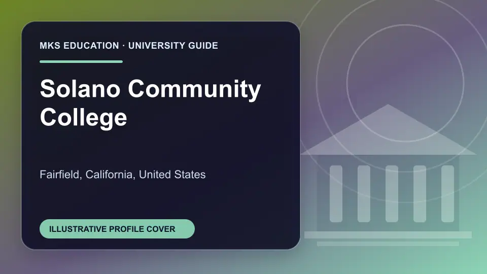Illustrative MKS Education profile cover for Solano Community College in the USA