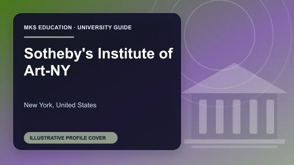 Illustrative MKS Education profile cover for Sotheby's Institute of Art-NY in the USA