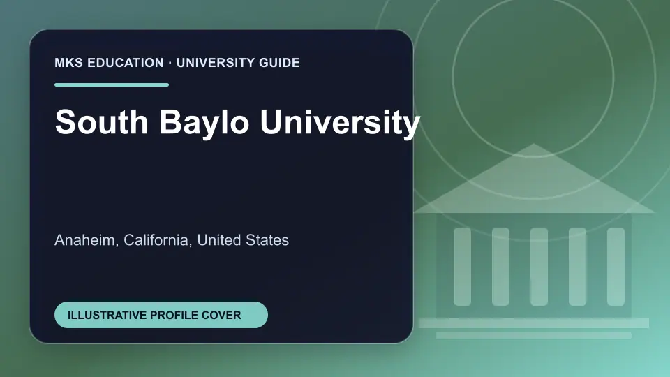 Illustrative MKS Education profile cover for South Baylo University in the USA
