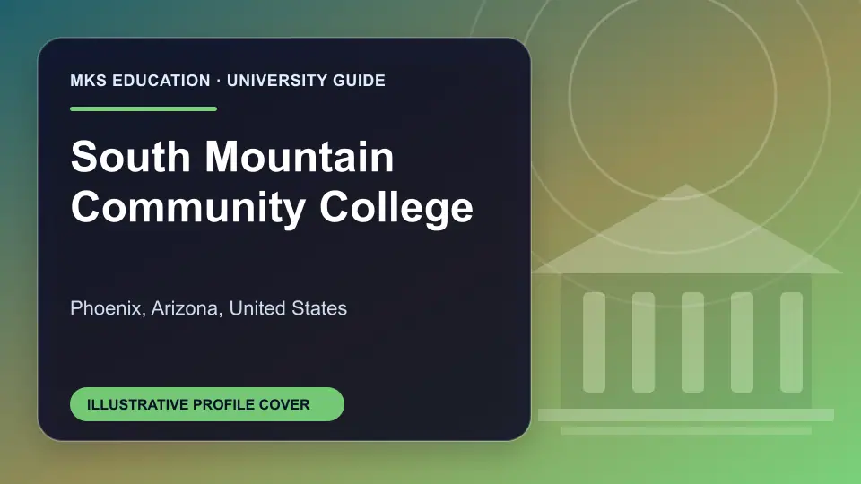 Illustrative MKS Education profile cover for South Mountain Community College in the USA