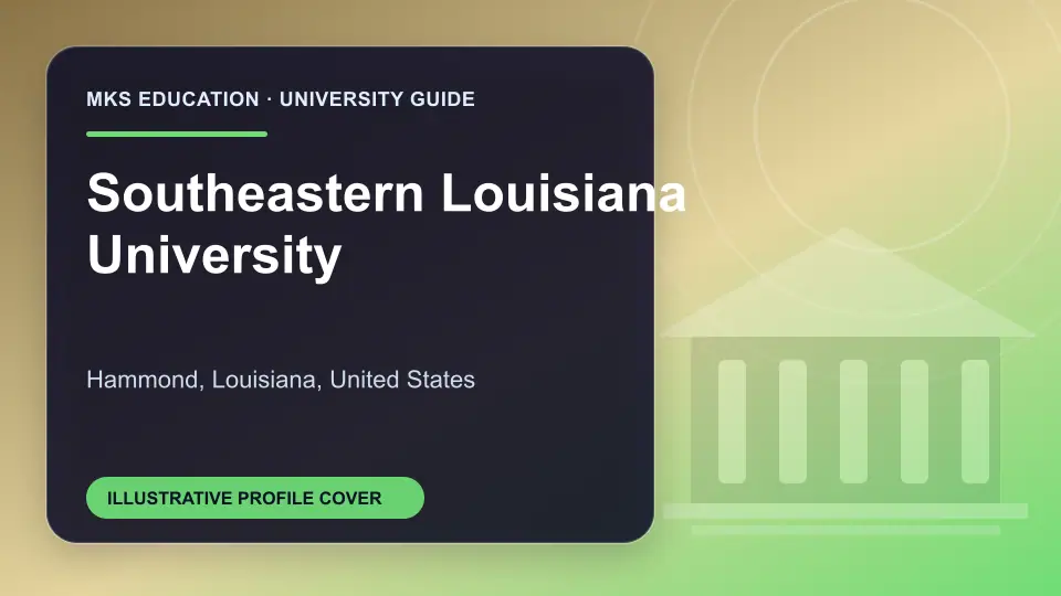 Illustrative MKS Education profile cover for Southeastern Louisiana University in the USA