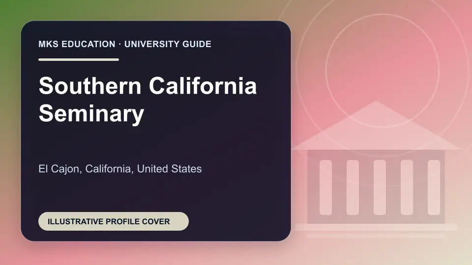 Illustrative MKS Education profile cover for Southern California Seminary in the USA