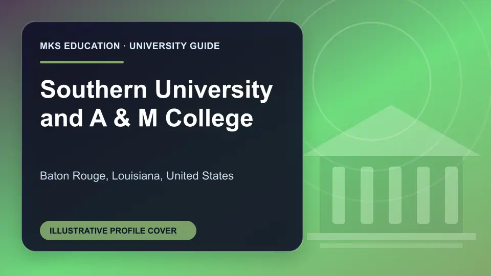 Illustrative MKS Education profile cover for Southern University and A & M College in the USA