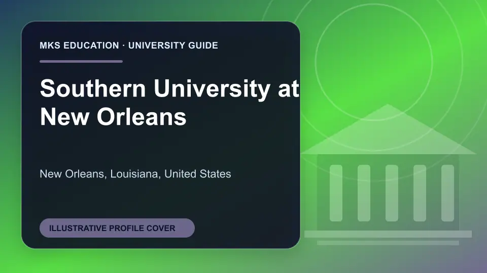 Illustrative MKS Education profile cover for Southern University at New Orleans in the USA
