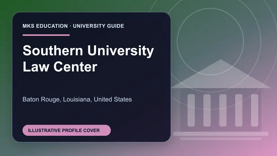 Illustrative MKS Education profile cover for Southern University Law Center in the USA