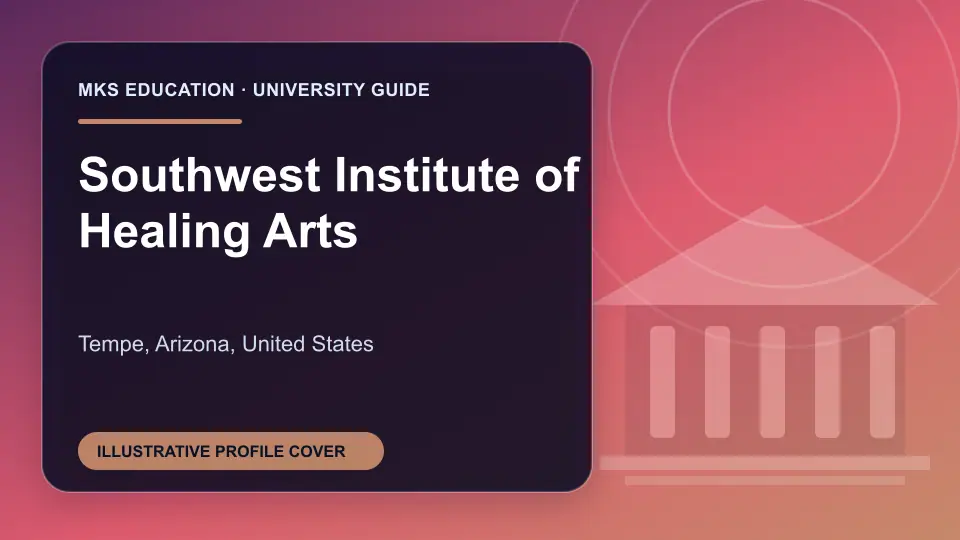 Illustrative MKS Education profile cover for Southwest Institute of Healing Arts in the USA