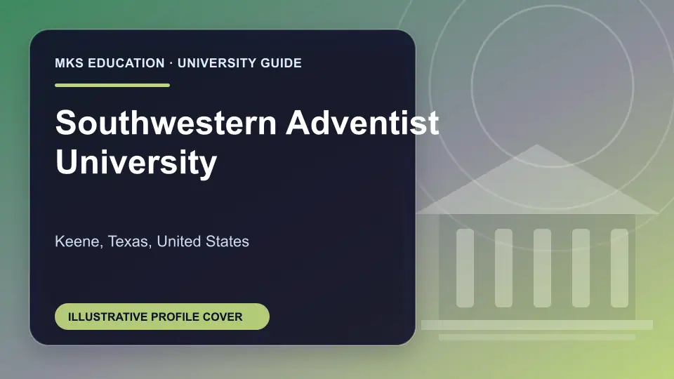 Illustrative MKS Education profile cover for Southwestern Adventist University in the USA