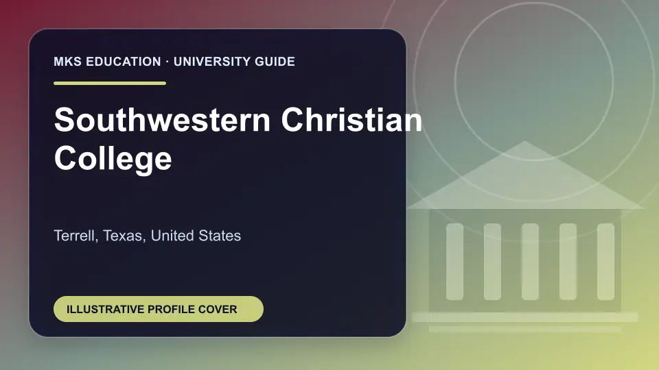 Illustrative MKS Education profile cover for Southwestern Christian College in the USA
