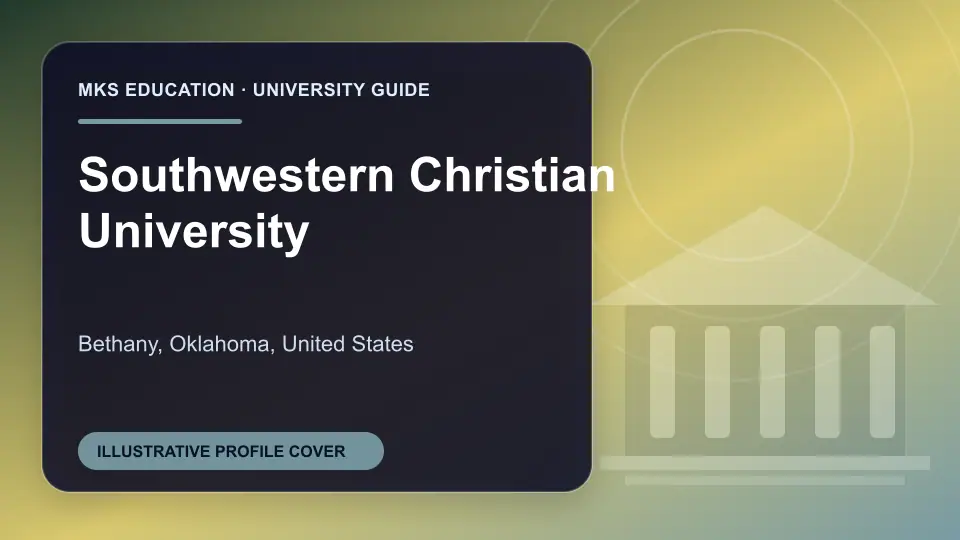 Illustrative MKS Education profile cover for Southwestern Christian University in the USA