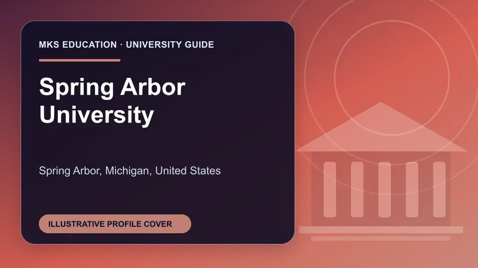Illustrative MKS Education profile cover for Spring Arbor University in the USA