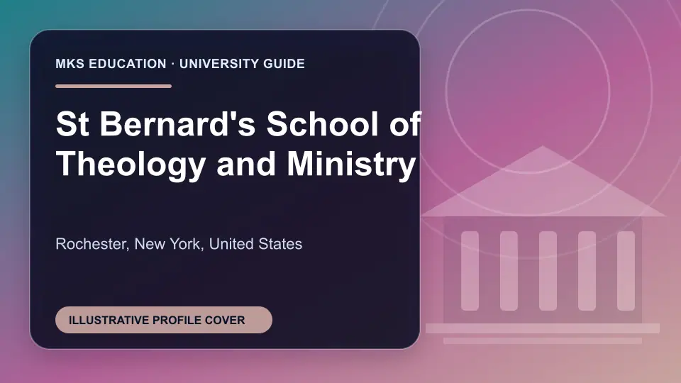 Illustrative MKS Education profile cover for St Bernard's School of Theology and Ministry in the USA