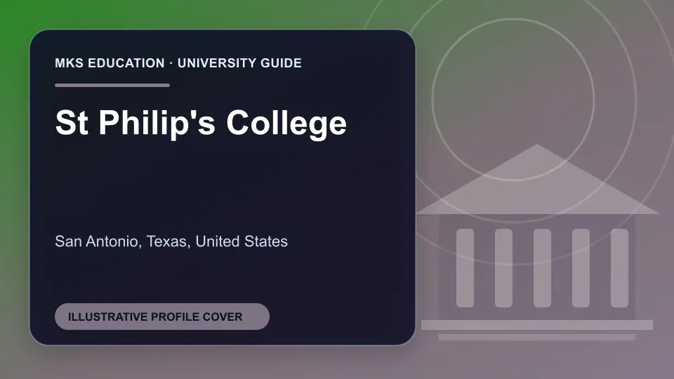 Illustrative MKS Education profile cover for St Philip's College in the USA