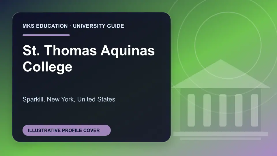 Illustrative MKS Education profile cover for St. Thomas Aquinas College in the USA
