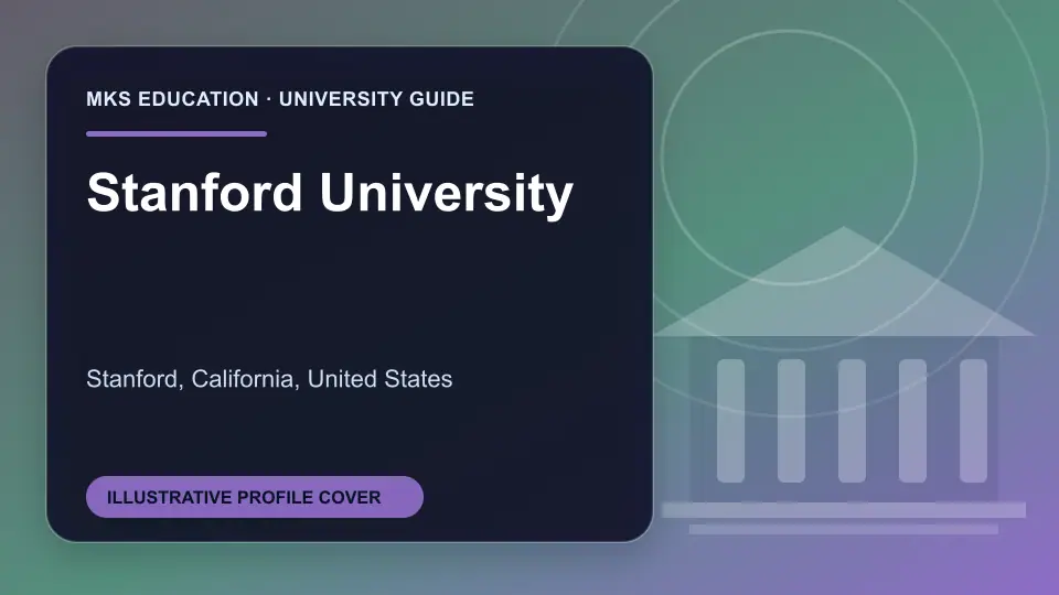 Illustrative MKS Education profile cover for Stanford University in the USA