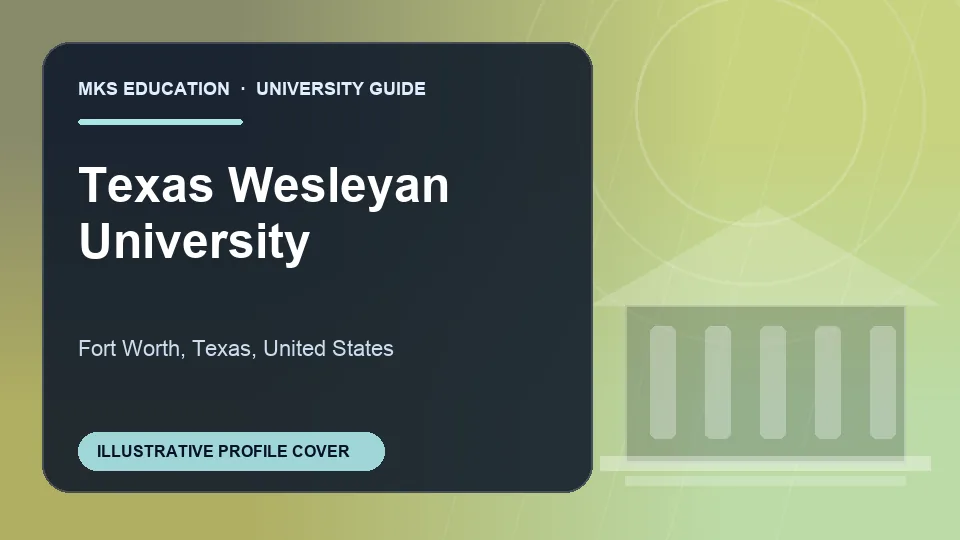 Illustrative MKS Education profile cover for Texas Wesleyan University in the USA