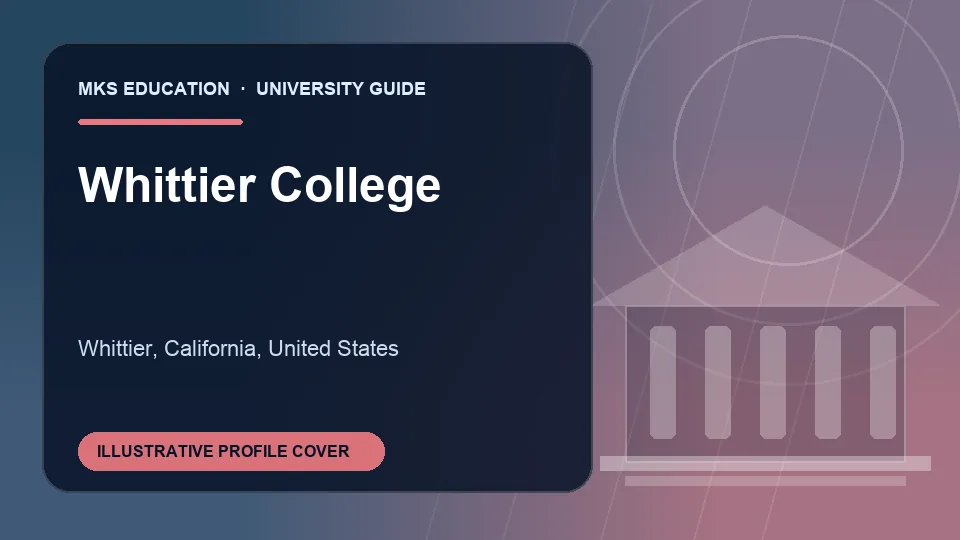 Illustrative MKS Education profile cover for Whittier College in the USA