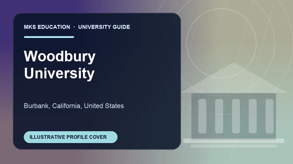Illustrative MKS Education profile cover for Woodbury University in the USA