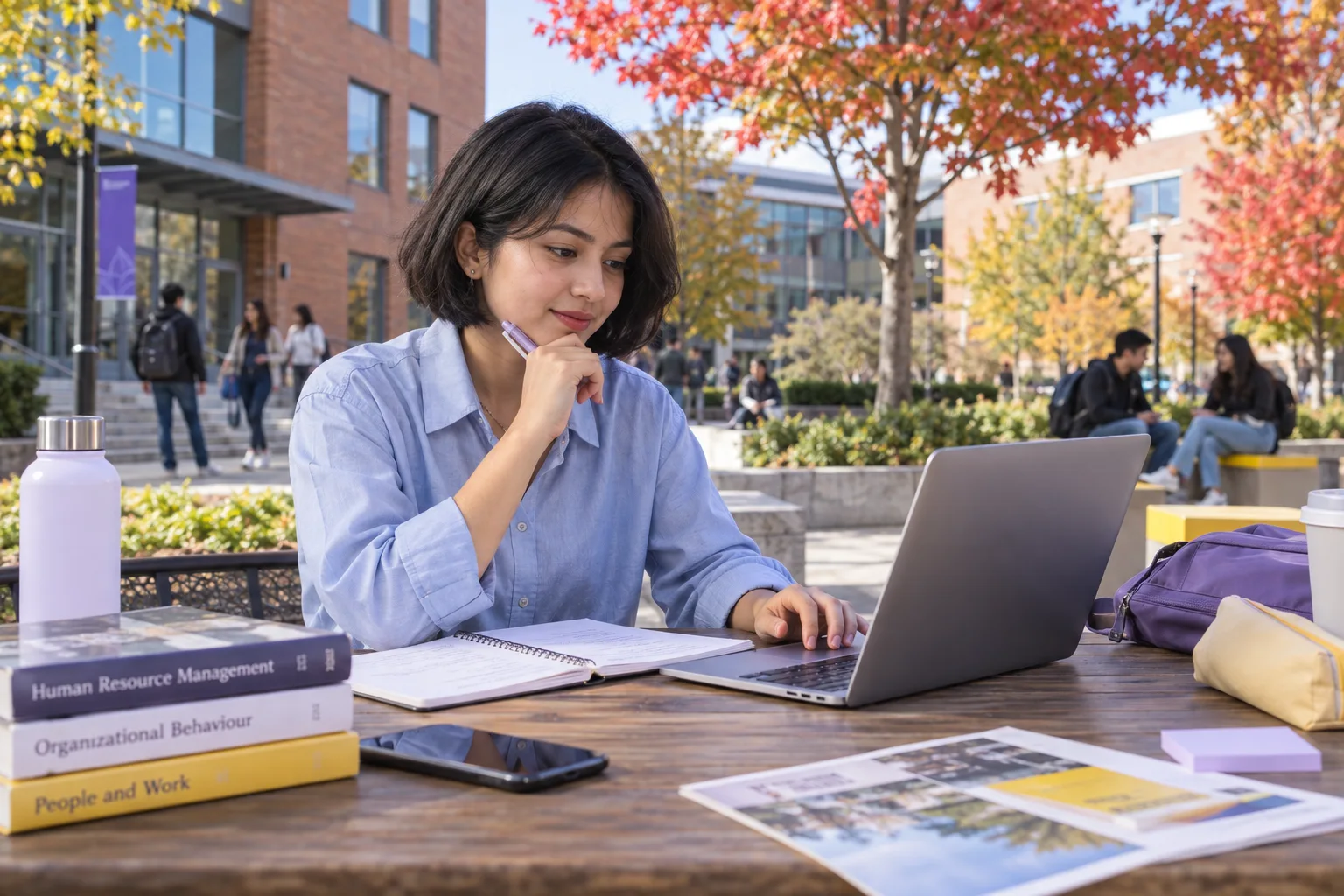 Young Nepali woman with a short bob comparing Canadian university courses and intake options using a laptop and notebook for Canada study planning