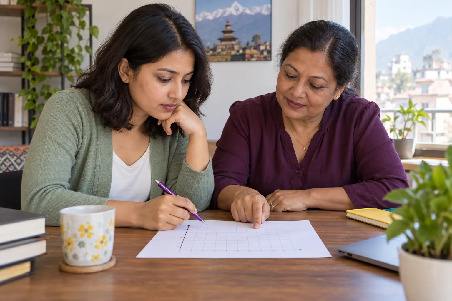 GMAT learner and tutor identifying relevant data in a printed graph