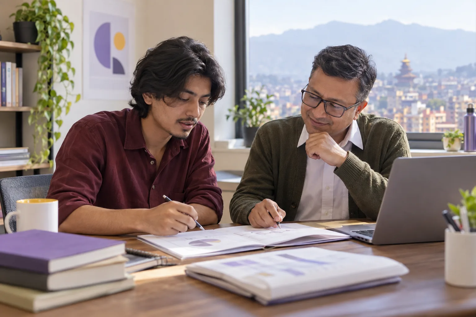 GMAT working professional and tutor reviewing progress after practice