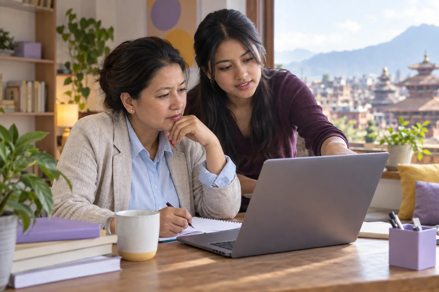 GMAT tutor and learner reviewing rate, work and distance practice on a laptop