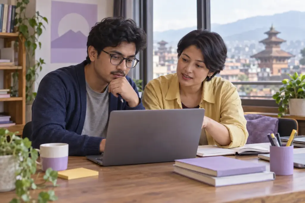 Two GMAT learners discussing inequality and absolute value practice