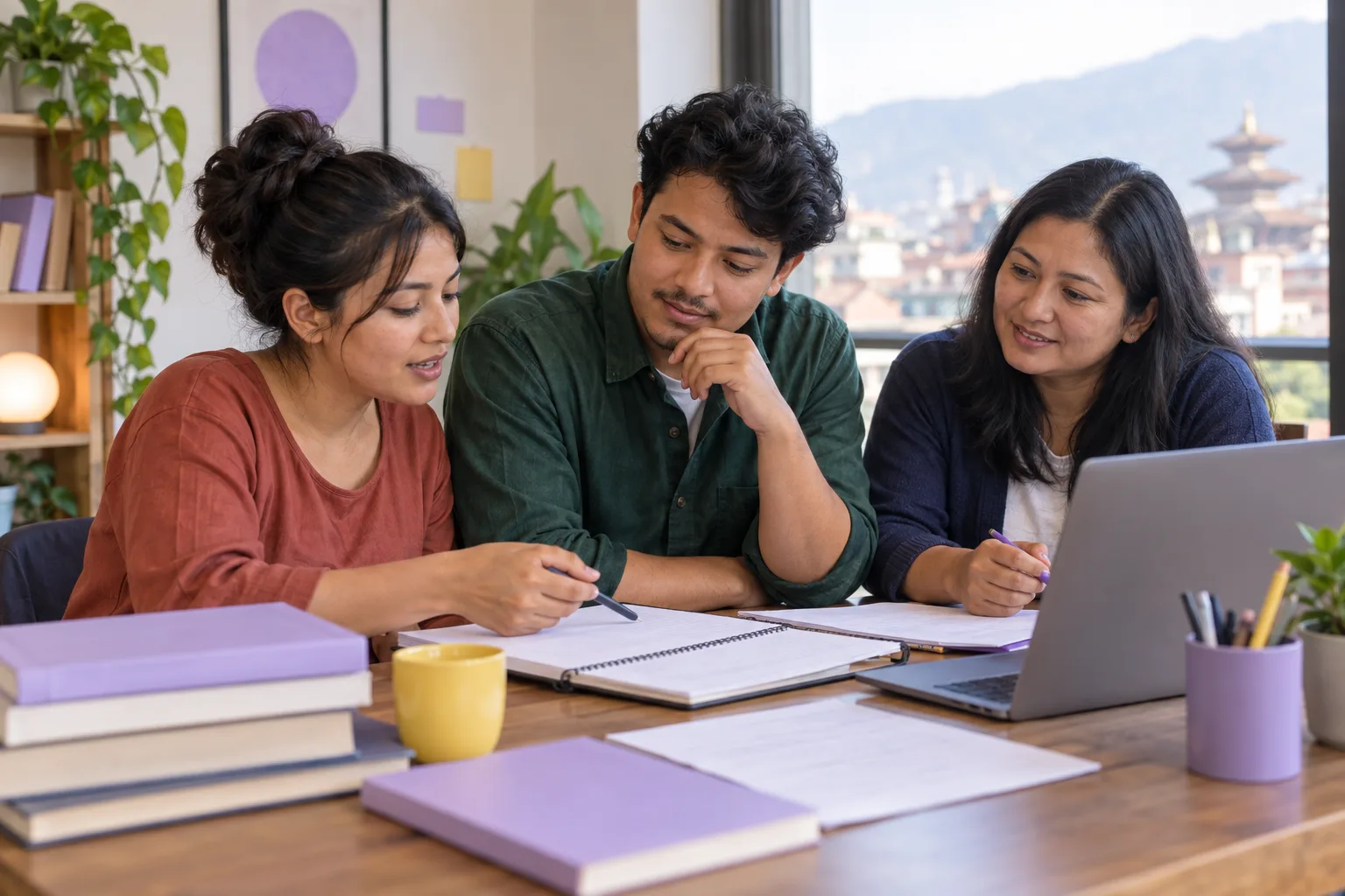 GMAT study group comparing statistics practice notes