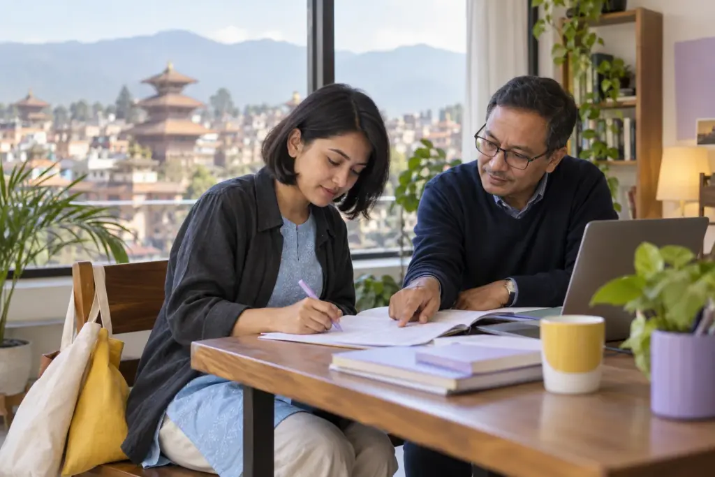 GMAT student reviewing supporting details in a passage with a tutor