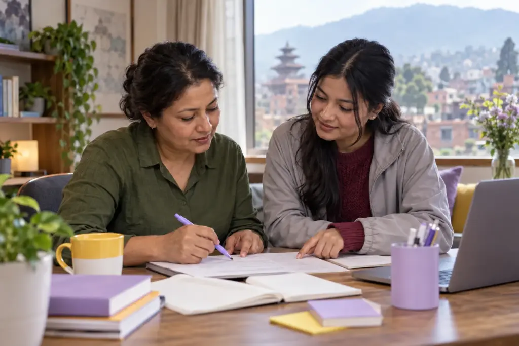 Study group applying a passage rule to GMAT reading questions on a laptop
